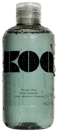 KOA Hinoki Citrus Shower Gel - Non-Drying Body Wash for Men and Women with White Ginger, Gardenia Extracts - Skin Strengthening, Anti-Aging - 8 oz
