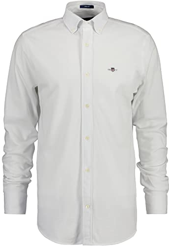 GANT Chemise Classique REG Jersey piqué pour Homme, Blanc, Standard, Blanc., L