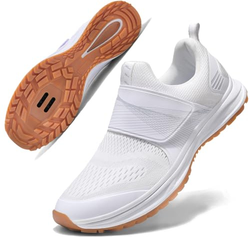 KOFUBOKE Women’s Indoor Cycling Shoes SPD Cleats Compatible Comfortable and Breathable Road Bike Shoes White