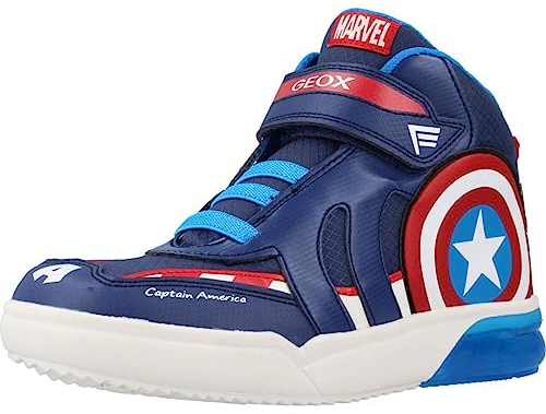 Geox Herren J GRAYJAY Boy Sneaker, Navy/RED, 37 EU