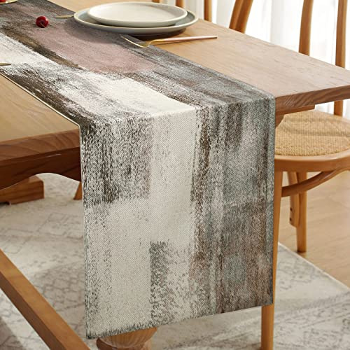 Runner da Tavola Retrò Stile Rustico Runner da Tavola Grigio Addensato in Lino a Doppio Strato per Tavolino da Caffè, Feste, Matrimoni, Cene di Eventi, Decorazioni per la Casa 33 cm x 183 cm