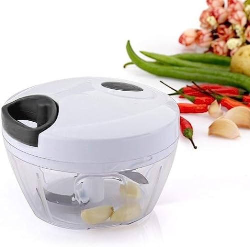 Hachoir manuel – Pour hacher les fruits/légumes/herbes/noix/oignons et ail pour salsa salade ou pesto salade de chou pure-temps-tirette robot culinaire/hachoir à corde – Ustensile de cuisine (noir)