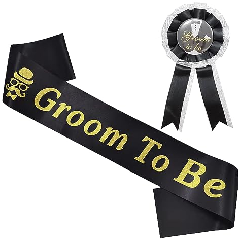 TOPWAYS Addio al Celibato Decorazione Set, Gadget Addio al Nubilato Sposo Sash Decorazione Fascia Sposo Accessori per Addio al Nubilato (Groom to be Sash Set)