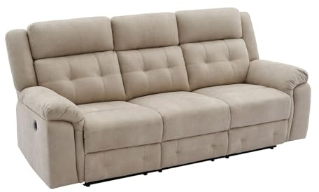 Vente-unique - Canapé 3 Places Relax électrique en Microfibre Beige ORTIANO