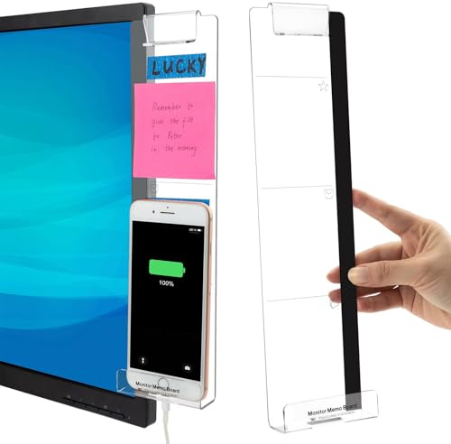 Ruzister Lot de 2 accessoires de bureau - Moniteur - Tableau mémo - Tableau de message d'ordinateur - Fournitures de bureau pour homme et femme - Porte-notes autocollantes avec support de téléphone