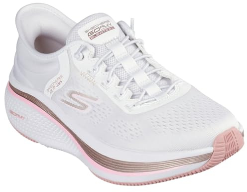 Skechers Chaussures à Enfiler GO Run Elevate 2.0 Banyan pour Femme, Bordure Rose en Textile Blanc, 37.5 EU