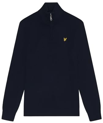 Lyle & Scott Premium Troyer Men's Merino Wool Half Zip Sweatshirt with Basic Design XS-XXL, blue, X-Large