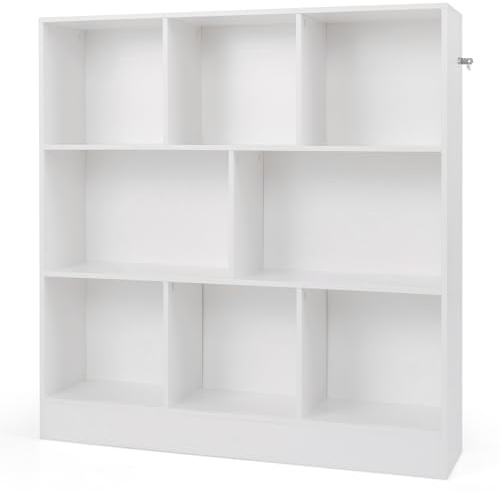 COSTWAY Estanteria con 8 Cubos, Libreria Estanteria de 3 Niveles, 100 x 24 x 104 cm, Estanteria Libros Habitacion Sala Dormitorio (Blanco)