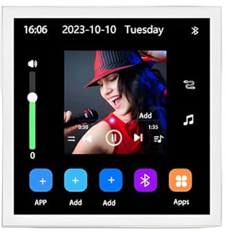 Junterone Andriod 10 Eshare WiFi Bluetooth Touch Home Theater Cinema Amplificatore da Parete Audio Stereo Digitale da 4 Pollici