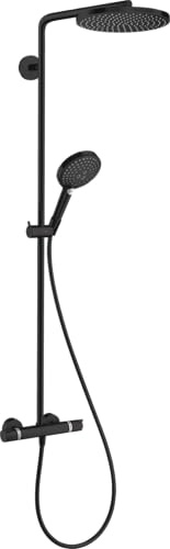 hansgrohe Raindance S – vattenbesparande duschsystem (EcoSmart) med termostat, regndusch (240 mm) med kran, handdusch, slang, duschstång och rund huvuddusch, borstad brons, 28823670