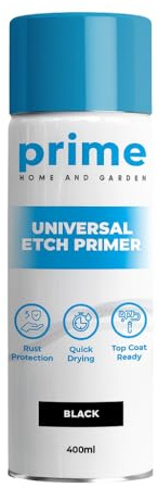 Prime Universal Black Etch Primer Spray Paint - 400ml - High Performance Etch Primer For Difficult Surfaces Including Aluminium, Galvanised, Stainless Steel & Most Metal Surfaces - Enhanced Covering