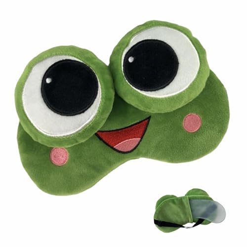 Máscara de Ojos de Rana Antifaz para Dormir de Rana Loca Verde 3D Pelusa Máscara del Sueño con Bolsa de Hielo para Viaje Niños Adultos Regalo Original