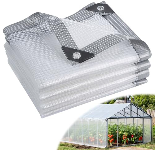 Clear Tarpaulin Waterproof Heavy Duty, 2m x 3m 170GSM Tear-Resistant PE | Transparent Tarp Cover with Rubber Corners, UV & Weather Resistant Cover for Garden Greenhouse Ground Use & Chicken Coop