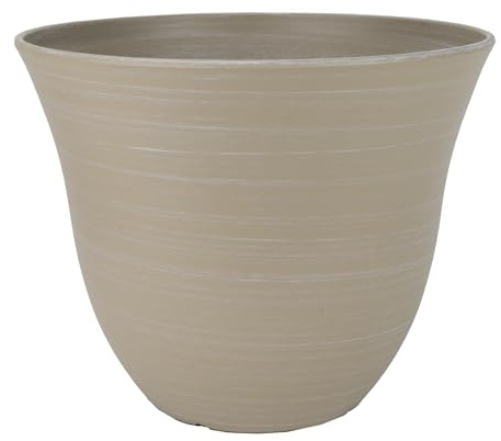 Classic Home and Garden Honeysuckle Resin Planters - Lightweight Indoor & Outdoor Plant Pots - UV-Resistant Plastic Flower Pots - Pot Planters for Flowers & Herbs (15 Grained Beige)