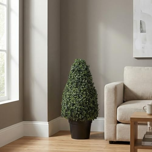 Artificial Boxwood Topiary – 36-Inch Tower-Style Faux Plant in Sturdy Pot – Realistic Indoor or Outdoor Potted Shrub – Greenery Décor by Pure Garden