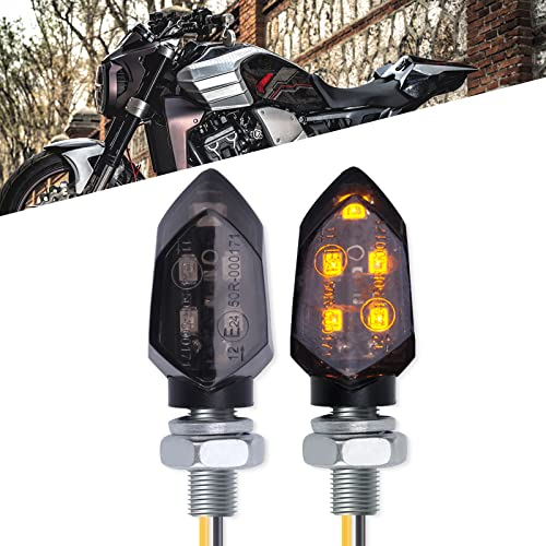 KEEPDSGN 2 X Motorrad Blinker LED Lichtanzeige E-geprüft 12V Motorrad LED Miniblinker Bernsteinlampe feillicht Motorrad Vorder Rücklichter Universal Scooter Quad Cruiser Off Road.