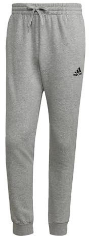 adidas Herren Essentials Fleece Regular Tapered Pants, Medium Grey Heather / Black, L