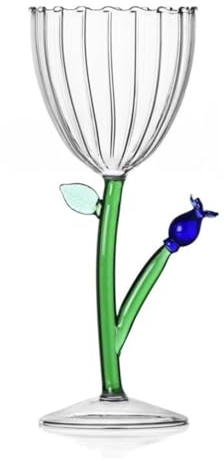 Ichendorf Milano Kelch Optisch Blaue Blume | Botanische Kollektion | 28 cl | Borosilikatglas | handgefertigt