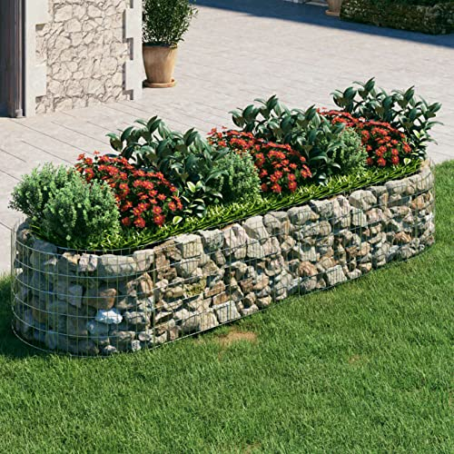 BULANED Gabionen-Hochbeet, Kräuterspirale, Hochbeet Im Garten, Pflanzkübel, Pflanzsteine, Verzinktes Eisen 300x100x50 cm