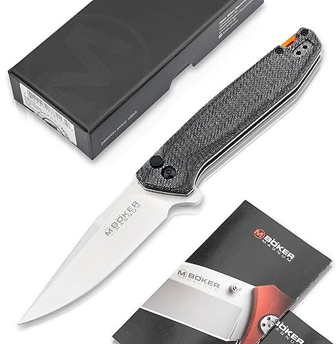 MAGNUM® Border Forst Folder Taschenmesser - Outdoor Einhandmesser mit Buttonlock - Folding Flipper Knife Micarta Griff schwarz - Klappmesser mit scharfer Spearpoint Klinge - EDC Messer mit Clip