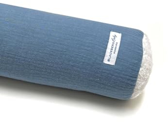 Blausberg Baby - Bettschlange Bettkissen Bettrolle Seitenschläferkissen Bettumrandung Nackenrolle Kuschelschlange Zierkissen Zugluftstopper 100% Musselin-Baumwolle - Kornblumenblau (80 cm)
