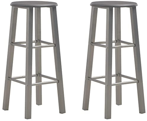 FENLAX Barhocker 2 STK. aus Stahlrahmen + MDF-Sitzfläche Anthrazit Barstuhl-Set Barhocker Ohne Lehne Bequemer Barhocker Barhocker Outdoor Garten Barhocker für Den Innen- Und Außenbereich