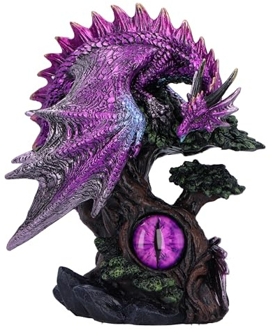 Nemesis Now Figura de vidente dracónica de 17 cm, Resina, Rosa/Morado, Figura de dragón en árbol, Adorno de dragón Morado, artículos de Regalo coleccionables de dragón, Fundido en la Mejor Resina,