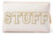 XUCZHAI Kosmetiktasche Preppy Patch Extra Large Varsity Chenille Letter Makeup Bag PU Leather Waterproof Portable Cosmetic Toiletry Bag Organizer Gift(Stuff)