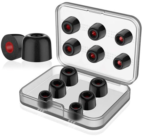 6 pares de almohadillas de espuma viscoelástica de rebote lento para auriculares intraurales, 4,5mm a 5,5 mm, con caja de almacenamiento S/M/L, 3 tamaños