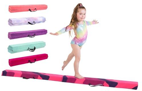 TINY TUMBLERS Trave Ginnastica Artistica per casa - 210/240/270/300 - Incredibile Attrezzatura per l'equilibrio per i Bambini a casa - Finta Pelle Scamosciata, Schiuma Eva ad Alta densità(Combi 240)