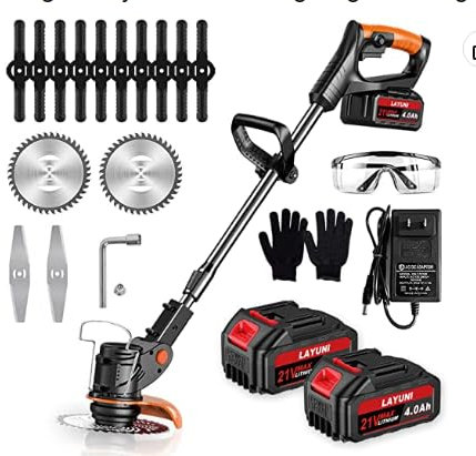 rasentrimmer mit akku 3-in-1 Elektrischer Rasentrimmer und Motorsense - Verstellbarer (Green)