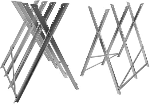 Chevalet de Sciage avec 3/4 Supports de Bois Dentelés PliableChevalet de sciage, Pliable, Charge maximale 150 kg, Acier, pour Couper Le Bois, argenté (84 * 80 * 80cm (trois colonnes))