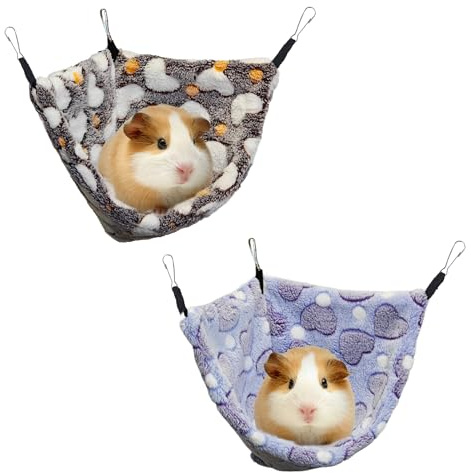 GOMICRAFT Hanging Corner Hammocks with Hooks for Small Animals, Pack of 2