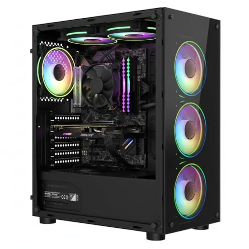 Gaming PC Computer Tower, i7, GT 730 4GB, 500W 80+ PSU, Black 6 Fan RGB Case, Wifi, Windows 11-High Performance Maventech PC Setup (8 GB RAM, 256GB SSD + 1TB HDD)