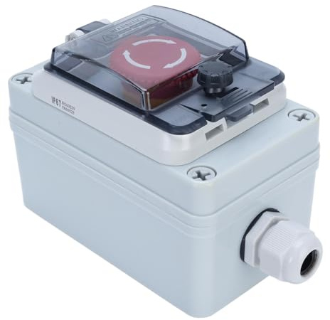 Hamwesh Botón de Parada de Emergencia, Interruptor de Botón de Parada E Impermeable IP67, de de Emergencia en Forma de Seta con Cubierta Transparente y Material ABS para Interiores y Exteriores