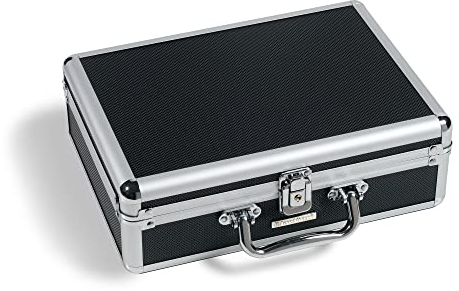 Leuchtturm 360207 Münzkoffer Cargo S6 - Schützender Münzkoffer für 112 Münzen - schwarz/Silber - Diverse Tableaus