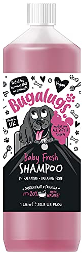 Bugalugs Baby Fresh Hunde-Shampoo, Hundepflege Shampoo-Produkte für schlehct riechende Hunde mit Babypuderduft, bestes Welpen-Shampoo, Baby Fresh, Shampoo Conditioner, veganes Haustier-Shampoo