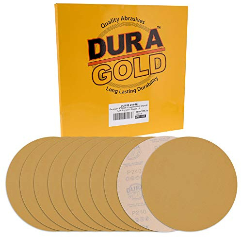 Dura-Gold Premium 9 Drywall Sanding Discs - 240 Grit (Box of 10) - High-Performance Sandpaper Discs with Hook & Loop Backing, Fast Cutting Aluminum Oxide Abrasive - for Drywall Power Sander, Wood