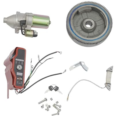 Elstartssats startmotor tändbrytare nyckelbrytare svänghjul set med kuggkrans svänghjul brytare elektrisk rosttyp kit startmotor kompatibel med Honda GX340/11HP GX390/13HP