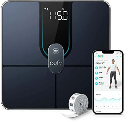 eufy Scales for Body Weight, Digital Bathroom Scales with Wi-Fi Bluetooth, 16 Measurements, Weight, Heart Rate, Body Fat, BMI, Muscle & Bone Mass, 3D Virtual Model, High Accuracy, Smart Scale P2 Pro