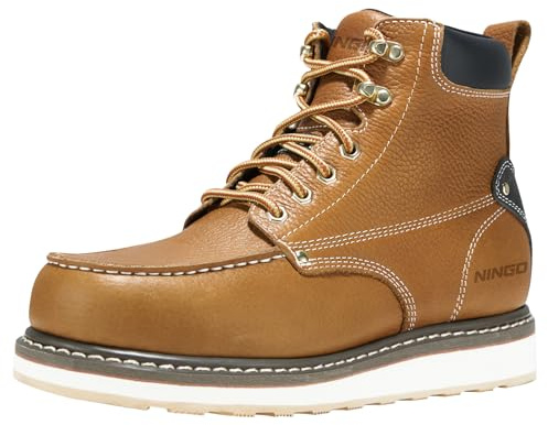 HISEA NINGO Steel Toe Work Boots for Men,6” Mens Work Boots Industrial & Construction Water Resistant Slip Resistant Boot,Composite Toe Safety Shoes Size 11.5