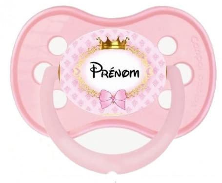 CDJS France Ciuccio bambino personalizzato corona galla rosa nome BE001