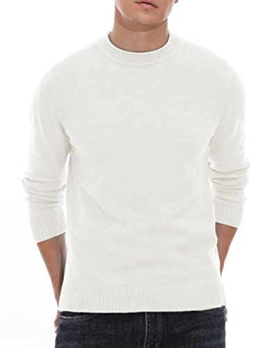 Sailwind Suéter De Cuello Redondo para Hombre - Manga Larga, Slim Fit, Luz Cálida para Invierno Y Otoño (Blanco, M)