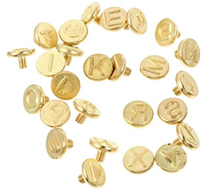 PLAFOPE Juego De Puntas Para Quemar Madera Pirograbador 28 Piezas Alfabeto Completo Para Bricolaje Artísticos, Compatible Soldador, Color Metálico, Uso Madera Cuero Corcho Manualidades