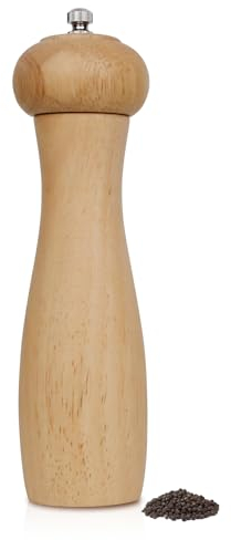 ManGotree Macinapepe in legno, macinapepe a granulometria regolabile, macinasale manuale, macinapepe in legno di quercia per cucina, 8 pollici (naturale)