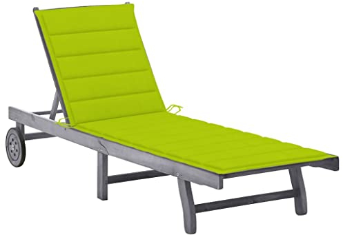 FUDUGEHMIOFWFJJ deckchair,liegestühle,sonnenbank,Sonnenliege mit Auflage Grau Akazie MassivholzGeeignet für Garten, Pooldeck, Terrasse, Wohnzimmer