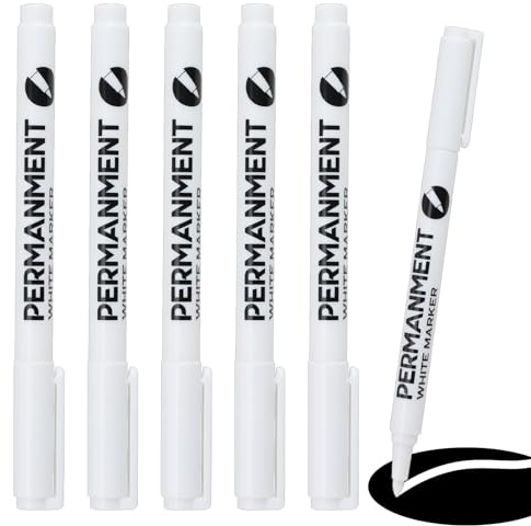 WFPPSK Acrylstifte Weiß, Wasserfest Permanent Marker Lackstift Textilstifte Weiß Stifte Acrylmarker für Stein Holz Glas Keramik Leinwand Reifen Kunststoff Grabstein Kleidung Textilien (6)