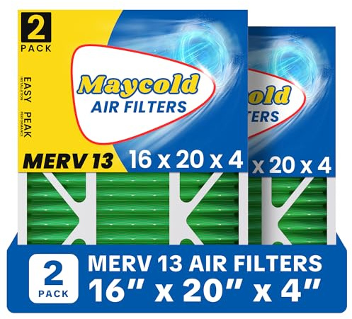 Maycold MERV 13 16 x 20 x 4 Luftfilter (2er-Pack), hocheffizienter plissierter AC- und Ofenfilter, tatsächliche Größe: 40,3 x 50,5 x 10,9 cm, einzeln in Kunststoff verpackt