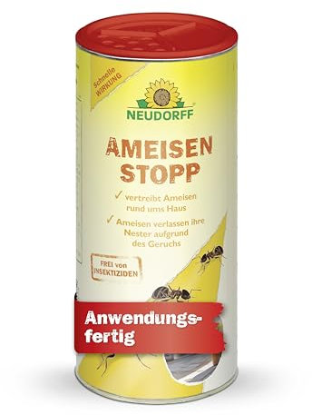 Neudorff AmeisenStopp – Anwendungsfertiges Ameisenstreumittel vertreibt Ameisen schnell aus Laufwegen und Nestern rund ums Haus, insektizidfrei, 200 g
