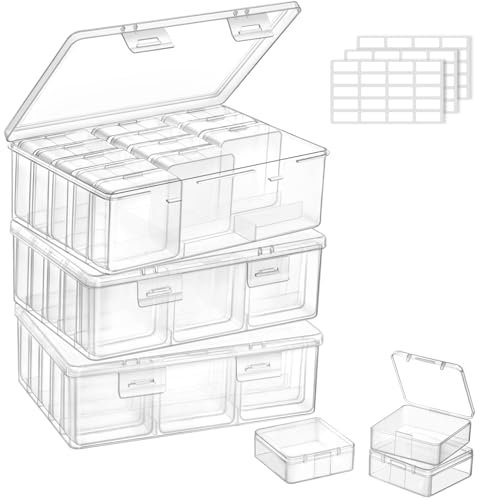 Lifewit Kleine Sortierbox mit kippsicherem Trennboden, 48 Teilige (5,36 x 5,36 x 2cm) Kunststoff Klar Mini Aufbewahrungsbox mit Fächern, Sortierkasten für Kleinteile, Perlen, Kunsthandwerk, Schmuck